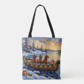 Ierse Rode Setter Kerstboot Vakantie Tote Bag (Achterkant)