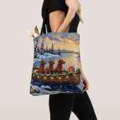 Ierse Rode Setter Kerstboot Vakantie Tote Bag (Dichtbij)