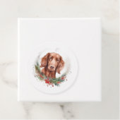 Ierse Rode Setter Kerstkrans Feestelijke Pup Bedankjes Labels (In situ)