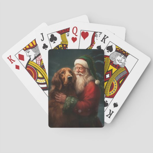 Ierse Rode Setter Kerstman Festieve Kerstmis Pokerkaarten (Achterkant)
