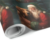 Ierse Rode Setter Kerstman Festive Kerstmis Cadeaupapier (Rol Hoek)