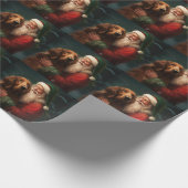 Ierse Rode Setter Kerstman Festive Kerstmis Cadeaupapier (Hoek)