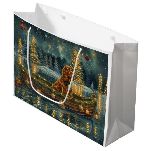 Ierse Rode Setter Kerstmis Festivale Reis Groot Cadeauzakje (Voorkant Gekanteld)
