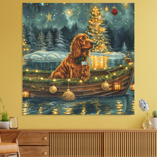 Ierse Rode Setter Kerstvakantie Canvas Afdruk
