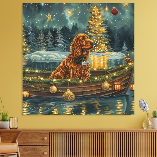 Ierse Rode Setter Kerstvakantie Canvas Afdruk (Insitu (Woonkamer))