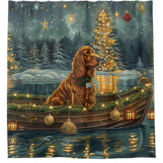 Ierse Rode Setter Kerstvakantie Douchegordijn (Voorkant)