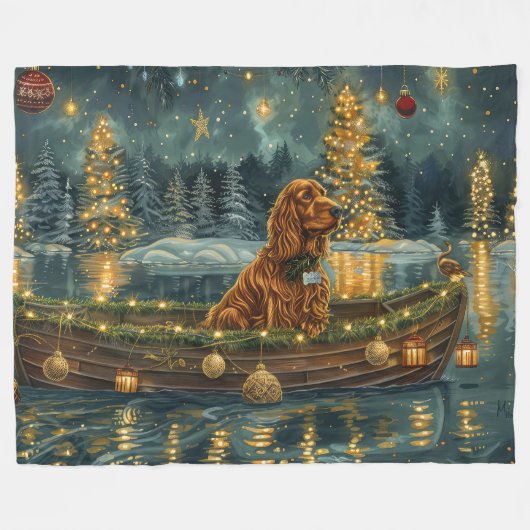 Ierse Rode Setter Kerstvakantie Fleece Deken (Voorkant (Horizontaal))