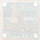 Ierse Rode Setter Kerstvakantie Glazen Onderzetter (Achterkant)