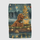 Ierse Rode Setter Kerstvakantie Golfhanddoek (Voorkant)