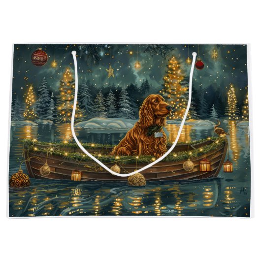 Ierse Rode Setter Kerstvakantie Groot Cadeauzakje (Voorkant)