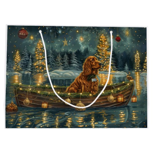 Ierse Rode Setter Kerstvakantie Groot Cadeauzakje (Achterkant)