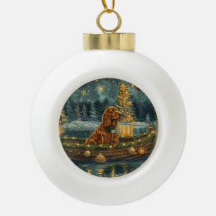 Ierse Rode Setter Kerstvakantie Keramische Bal Ornament