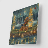 Ierse Rode Setter Kerstvakantie Vierkante Klok (Hoek)