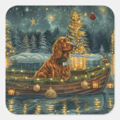 Ierse Rode Setter Kerstvakantie Vierkante Sticker (Voorkant)