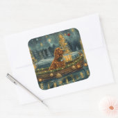 Ierse Rode Setter Kerstvakantie Vierkante Sticker (Envelop)