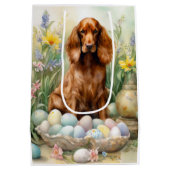 Ierse rode setter met paaseieren medium cadeauzakje (Achterkant)