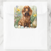 Ierse rode setter met paaseieren vierkante sticker (Tas)