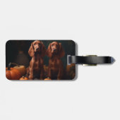 Ierse Rode Setter Puppy Herfst Delight Pompoen Bagagelabel (Achterkant horizontaal)