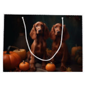 Ierse Rode Setter Puppy Herfst Delight Pompoen Groot Cadeauzakje (Achterkant)