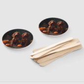 Ierse Rode Setter Puppy Herfst Delight Pompoen Handwaaier (Niet-gemonteerd)