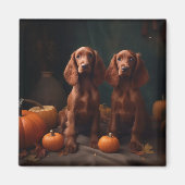 Ierse Rode Setter Puppy Herfst Delight Pompoen Magneet (Voorkant)