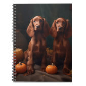 Ierse Rode Setter Puppy Herfst Delight Pompoen Notitieboek (Voorkant)