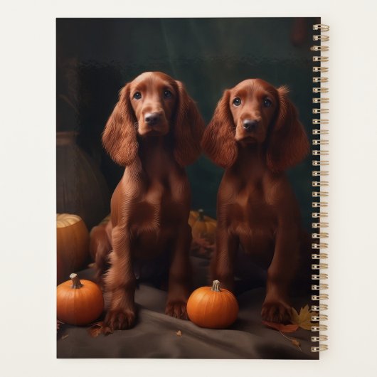 Ierse Rode Setter Puppy Herfst Delight Pompoen Planner (Achterkant)