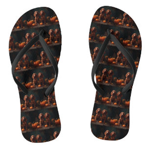 Ierse Rode Setter Puppy Herfst Delight Pompoen Teenslippers