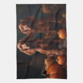 Ierse Rode Setter Puppy Herfst Delight Pompoen Theedoek (Verticaal)