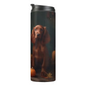 Ierse Rode Setter Puppy Herfst Delight Pompoen Thermosbeker (Geroteerd rechts)