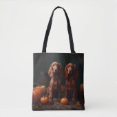 Ierse Rode Setter Puppy Herfst Delight Pompoen Tote Bag (Voorkant)