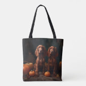 Ierse Rode Setter Puppy Herfst Delight Pompoen Tote Bag (Achterkant)