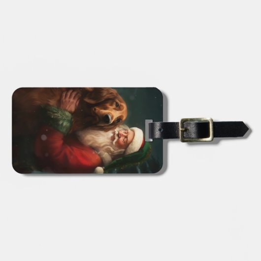 Ierse rode setter sinterklaas feestelijke kerst bagagelabel (Voorkant horizontaal)