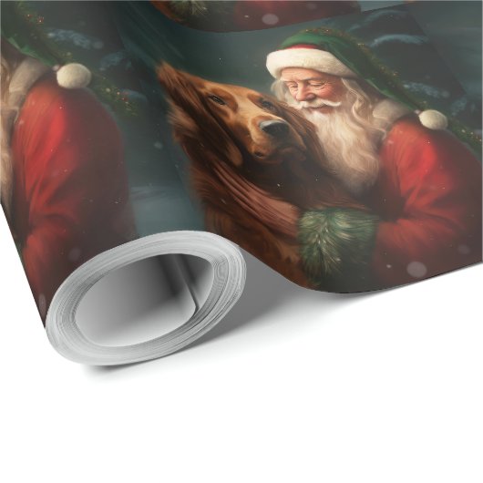 Ierse rode setter sinterklaas feestelijke kerst cadeaupapier (Rol Hoek)