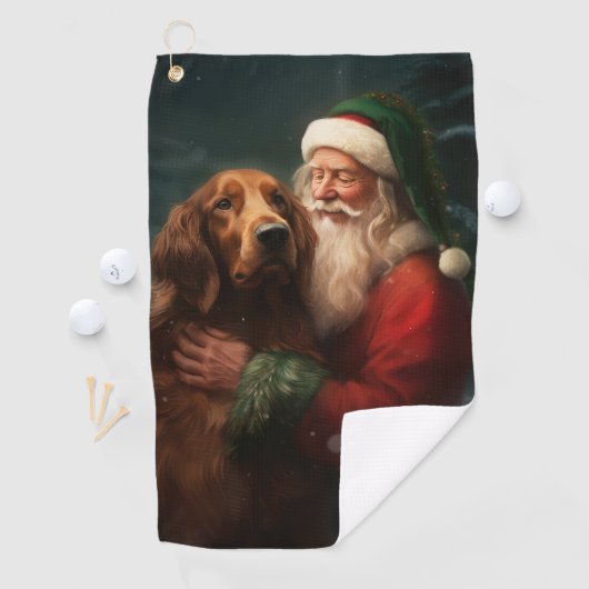 Ierse rode setter sinterklaas feestelijke kerst golfhanddoek (Insitu)