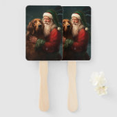 Ierse rode setter sinterklaas feestelijke kerst handwaaier (Voorkant en achterkant)