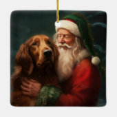 Ierse rode setter sinterklaas feestelijke kerst keramisch ornament (Achterkant)