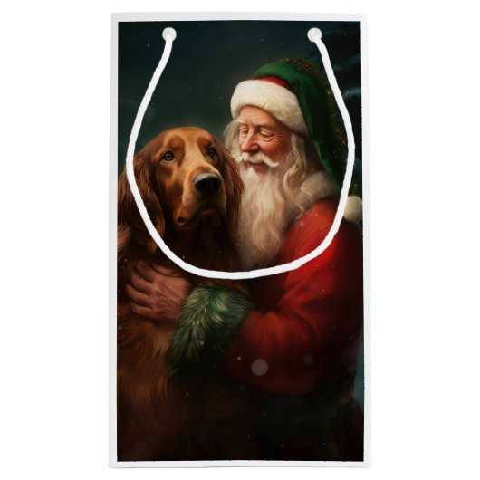 Ierse rode setter sinterklaas feestelijke kerst klein cadeauzakje (Achterkant)