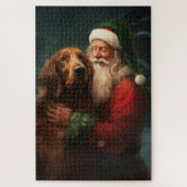 Ierse rode setter sinterklaas feestelijke kerst legpuzzel (Verticaal)