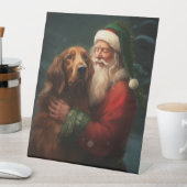 Ierse rode setter sinterklaas feestelijke kerst reclamebord met voetstuk (Insitu)