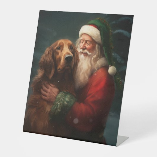 Ierse rode setter sinterklaas feestelijke kerst reclamebord met voetstuk (Voorkant)