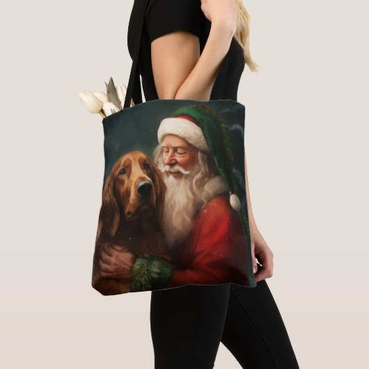 Ierse rode setter sinterklaas feestelijke kerst tote bag (Dichtbij)