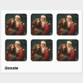 Ierse rode setter sinterklaas feestelijke kerst vierkante sticker (Vel)