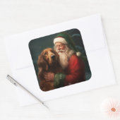 Ierse rode setter sinterklaas feestelijke kerst vierkante sticker (Envelop)