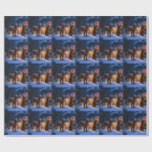 Ierse rode setter sneeuwslee kerstdecor cadeaupapier (Vlak)