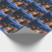 Ierse rode setter sneeuwslee kerstdecor cadeaupapier (Hoek)