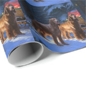 Ierse rode setter sneeuwslee kerstdecor cadeaupapier (Rol Hoek)