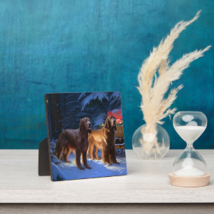 Ierse rode setter sneeuwslee kerstdecor fotoplaat