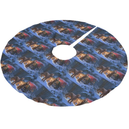 Ierse rode setter sneeuwslee kerstdecor kerstboom rok (Gekanteld)