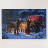 Ierse rode setter sneeuwslee kerstdecor legpuzzel (Horizontaal)